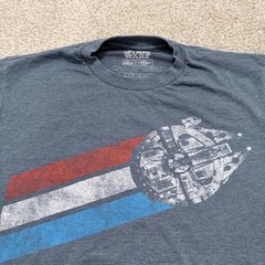 Star Wars Mad Engine Distressed Millennium Falcon Red White Blue Shirt Mens M