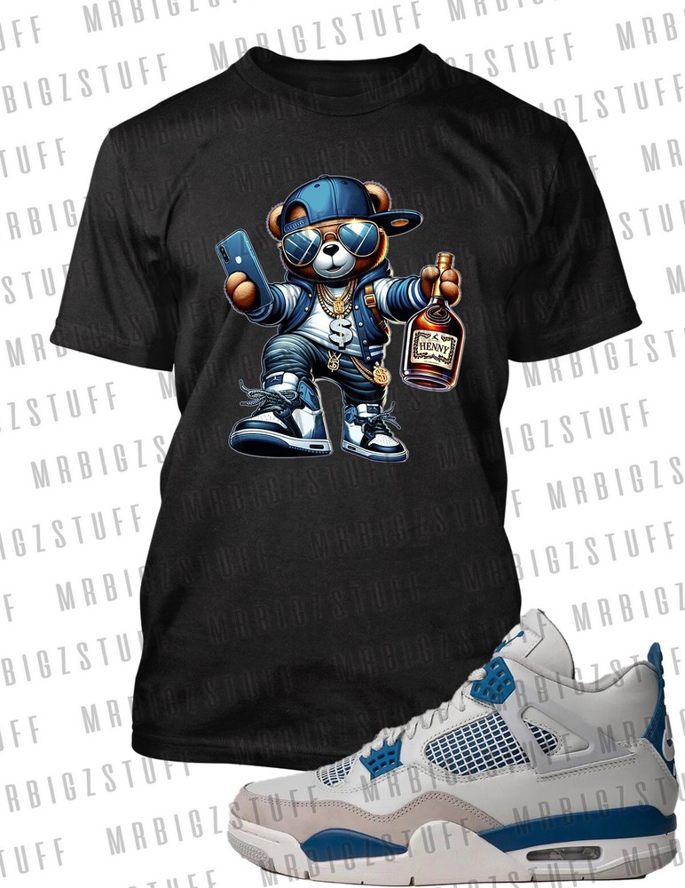 Henny Bear 8XL Big Tall Graphic Greystone Tee Shirt to Match J4 Military Blue