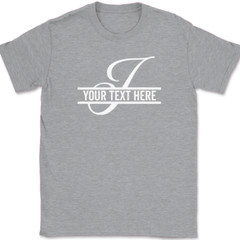 Letter J Monogram Your Text Here Custom T-Shirt Personalize Family Tee