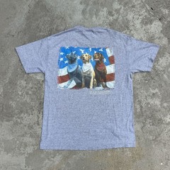 Ducks Unlimited Red White and Blue Labrador Flag T-Shirt by Zettie Jones