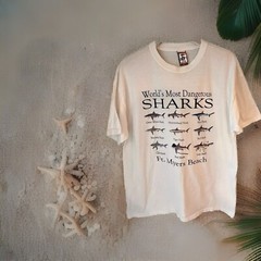Sharks T-Shirt Worlds Most Dangerous Ft. Meyers Beach Size XL 100% Cotton