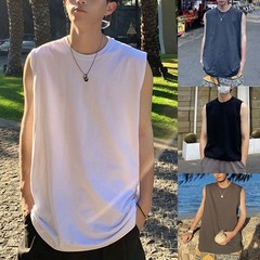 Fashion Vacation Daily Men’s Vest Summer Tank Solid Tops Casual Slight Stretch