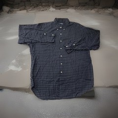Ralph Lauren Men’s Button Down Navy Blue Plaid Shirt XL Blake 100% Cotton
