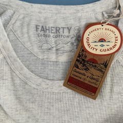 Faherty Long Sleeve Cloud Waffle Crew Ivory Heather NWT XXL Pima Cotton Thermal