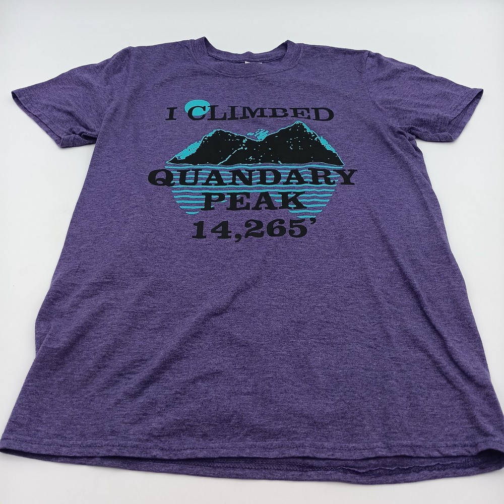 Gildan T Shirt Mens Small Purple I Climbed Quandary Peak Graphic Tee