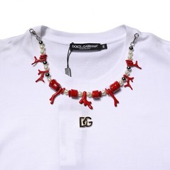 DOLCE & GABBANA T-shirt White Embellished Cotton Crew Neck IT46/US36/S 600usd