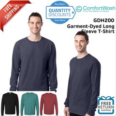 ComfortWash By Hanes Mens Garment Dyed Long Sleeve T-Shirt GDH200 Up To 3XL