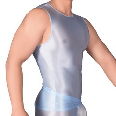 Men Oil Glossy See Through Tank Tops Stretch Breathable Undershirts T-Shirt Vest