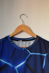 Blue Geometric Print T Shirt Size L 1093