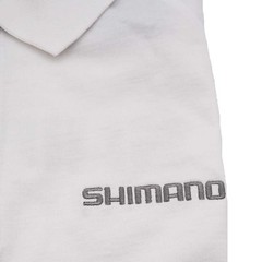 SHIMANO Short Sleeve Polo Shirt White Cotton 100% Fishing Sport Surf Casting