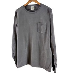 ComfortWash by Hanes Long Sleeve Pocket T-Shirt Gray Size Large 100% Cotton