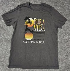 Costa Rica Pura Vida Graphic T Shirt Men L Gray