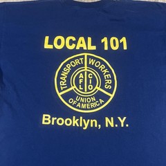 Vintage Brooklyn Transport Union Shirt Mens XL Blue TWU Local 101 Graphic USA