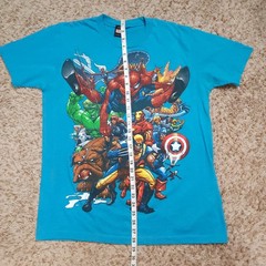 Marvel Universe Character Screen Print Mens XL Short Sleeve Blue Shirt