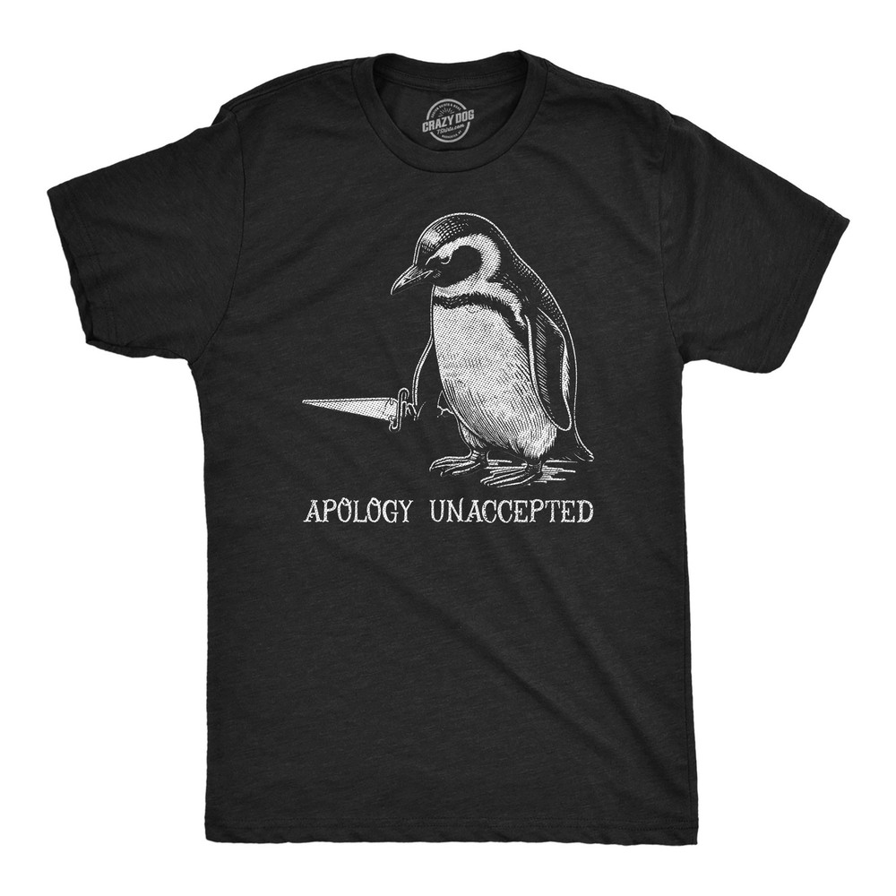 Mens Funny T Shirts Apology Unaccepted Sarcastic Penguin Graphic Novelty Tee for