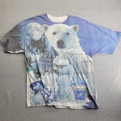 Young & Reckless Shirt Mens XL Blue Just Chillin Polar Bear Wolf Graphic Funny