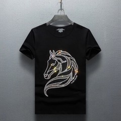 New Fashion Trendy Rhinestones Summer Short Sleeve Luxury Men Streetwear T-Shirt