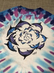 VTG M. Dubois 1991 Blue Tropical Aquatic Dolphins Tie Dye Size XL Single Stitch