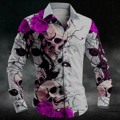 Button Down Shirt Men Fashion European Casual Hawaiian Men’s Shirt Flower Shirt