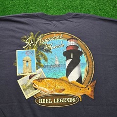 Reel Legends St Augustine Florida Tshirt Mens 2XL Navy Graphic Print Fish NWOT