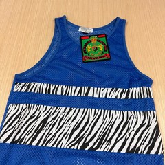 Vintage 90s Fishnet Tank Top Mesh Zebra Print Muscle Beach Medium men’s