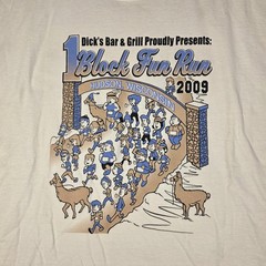 Dick’s Bar Grill Fun Run T Shirt Men’s XL White Hudson Wisconsin 2009