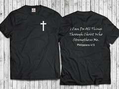 Front & Back Bible Verse T-Shirt Philippians 4:13 Jesus Christian Cross Church