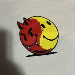 Market Smiley Good And Evil Devil Smiley Face Red Creme T-Shirt Size X-Large
