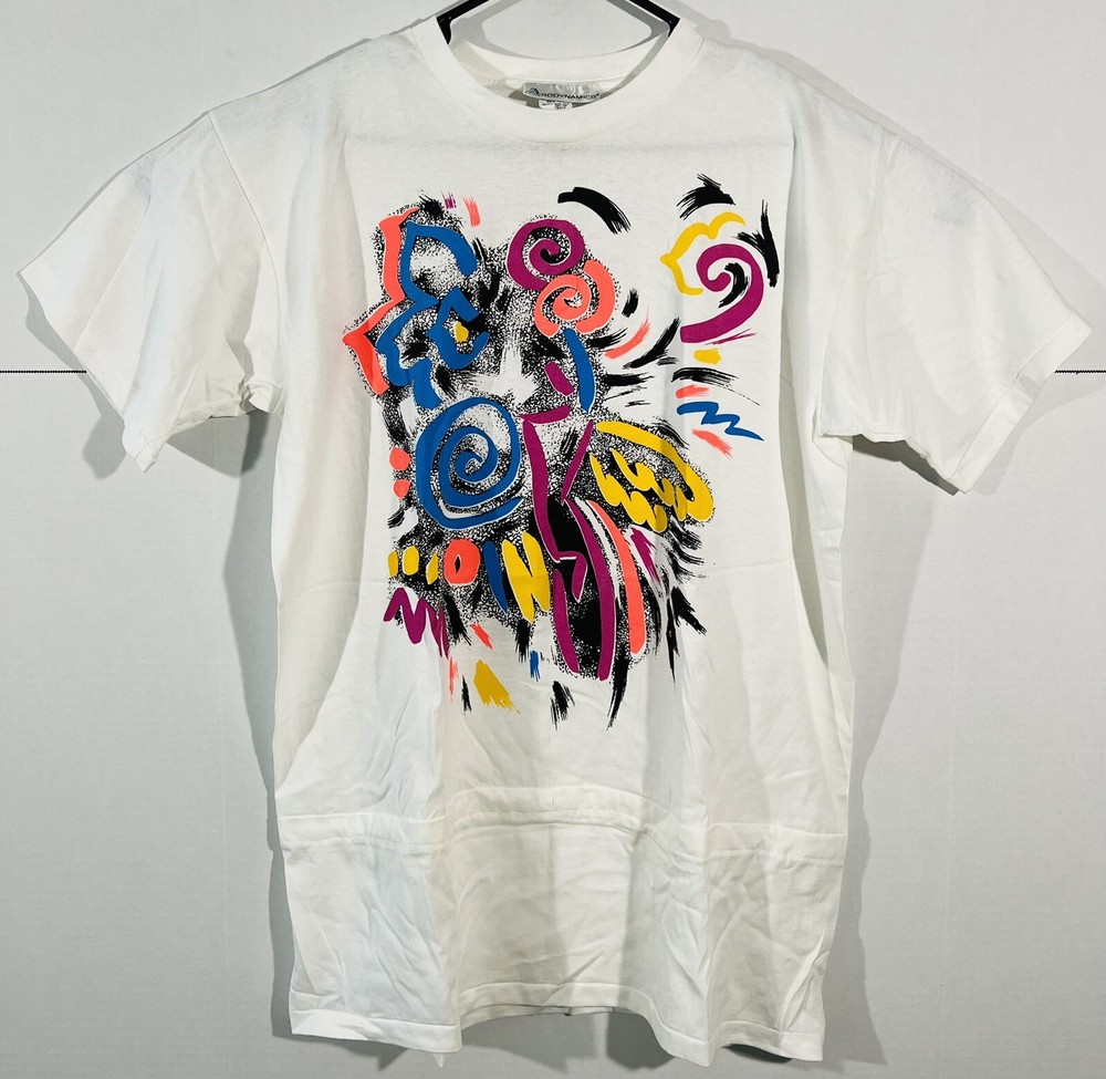 VTG Aerodynamics Dance Single Stitch Art Tee Drawstring Shirt White One Size