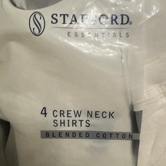 a Stafford Essentials 4-Pack of Men’s Blended Cotton Crew Neck T-Shirts.