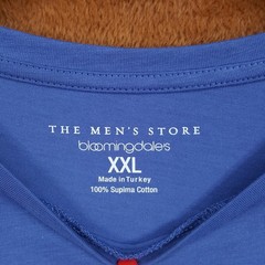 BLOOMINGDALES Shirt Mens XXL Blue Pullover Crew Short Sleeve 100% Supima Cotton