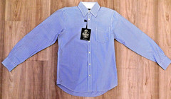 J CAMPBELL 100% Soft Cotton Blue Plaid High Quality Long Sleeve Shirt Size Small