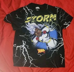 Marvel X-Men ‘97 Storm All Over Print T Shirt Size L Black Lightning Front Back