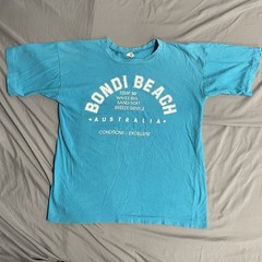 Vintage Bondi Beach Australia Sydney Blue T Shirt Size 42 Large READ All Cotton
