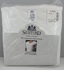 STAFFORD Comfort Collection Men’s V-Neck T-Shirts 3-Pack White XL New Old Stock