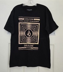 VOLCOM Black T-Shirt Youth Against Establishment-True to this Stone Size M