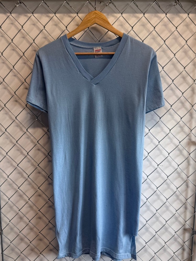 Vintage 90’s Jerzees V Neck Blue Sleep Shirt Size Medium