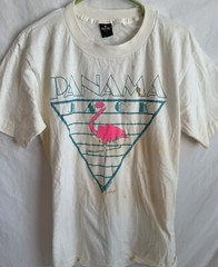 Vintage 80s PANAMA JACK Pink Flamingo Single Stitch T-Shirt Adult Size Large USA