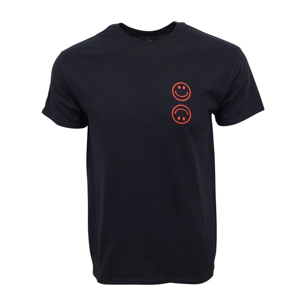 PACSUN MENS BLACK SMILY FACE T SHIRT
