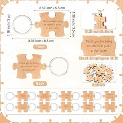 30 Sets Team Appreciation Gifts Wooden Puzzle Piece Keychain with Thank You C…