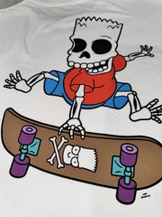 The Simpsons Halloween T-Shirt Sz XL Bart Skeleton Skateboarding Cotton Tee