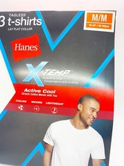 Hanes X-Temp Tagless Lay Front Collar T Shirts White Size Mens Medium (3 Pack)