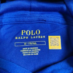 Polo Ralph Lauren Hooded Pullover Mens Medium Solid Blue Jersey T-Shirt Pony