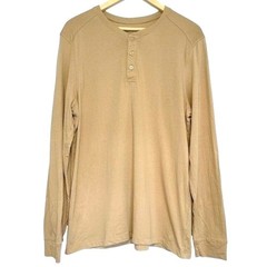 Vustra Premium Organic Cotton Henley Shirt Gilded Beige Mens Size XL Sustainable