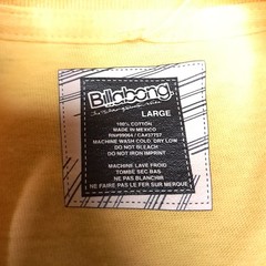 Y2K Billabong Surf T-shirt Mens Large Yellow Magazine Cut Spellout Logo