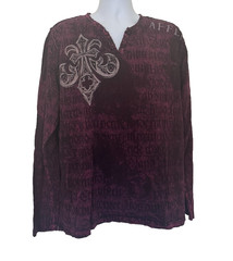 Vintage Affliction Buckle Shirt 2XL Burgundy Lava Wash Goth Y2K Grunge Mall USA