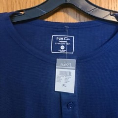 Rue21 Men’s Straight Hem Thermal Long Sleeve Shirt Blue Size XL NWT