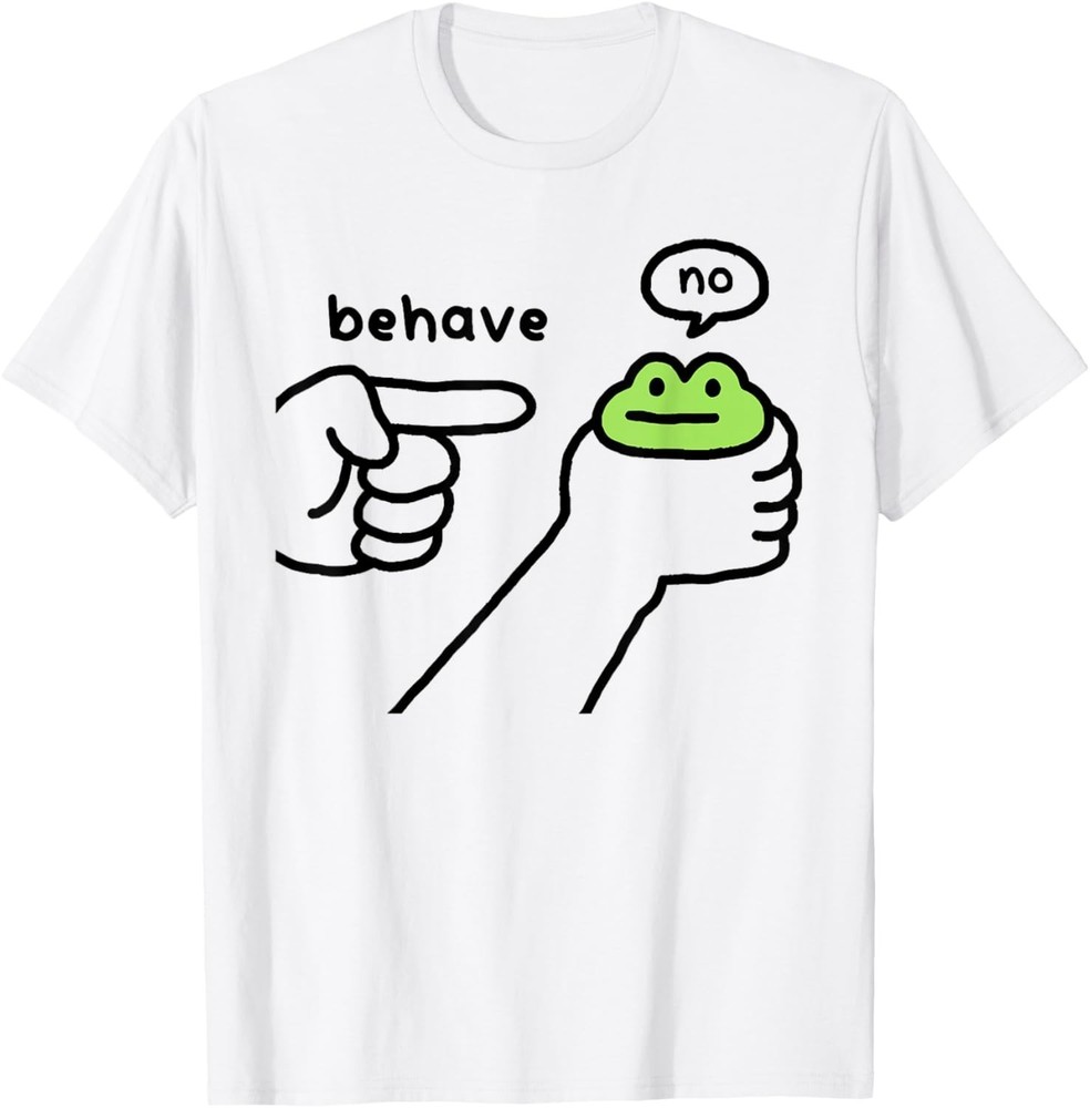 Dishonest Frog Funny Frog Meme Behave No Cartoon Design T-Shirt unisex T-Shirt