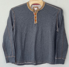 CARBON 2 COLBALT Long Sleeve Kinetic Henley Cotton Shirt Gray Men’s XL