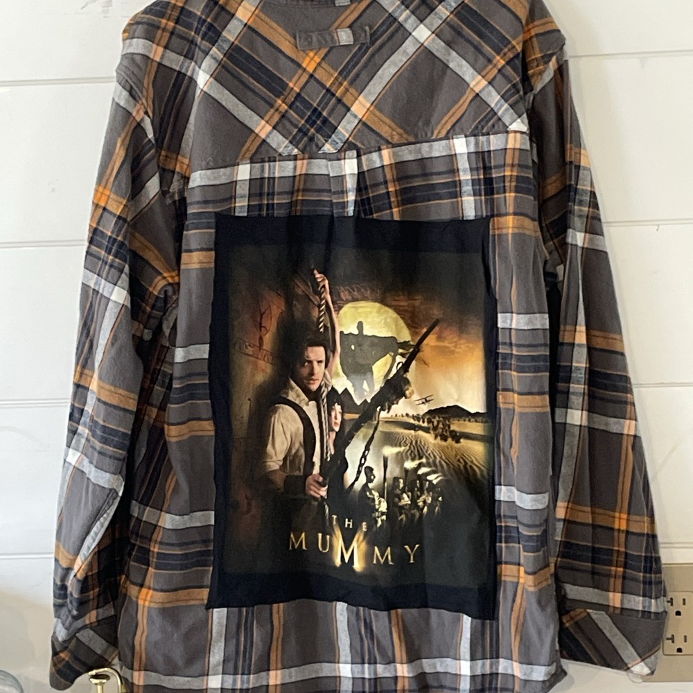 Vintage UpcycledbThe Mummy Movie Flannel Size L Legendary Whitetails Flannel